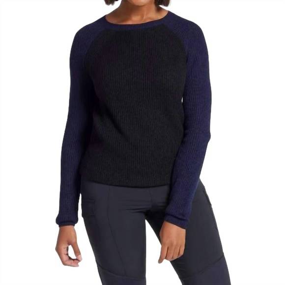 NEW ANATOMIE reilly cashmere colorblock sweater in navy/black - Picture 1 of 3